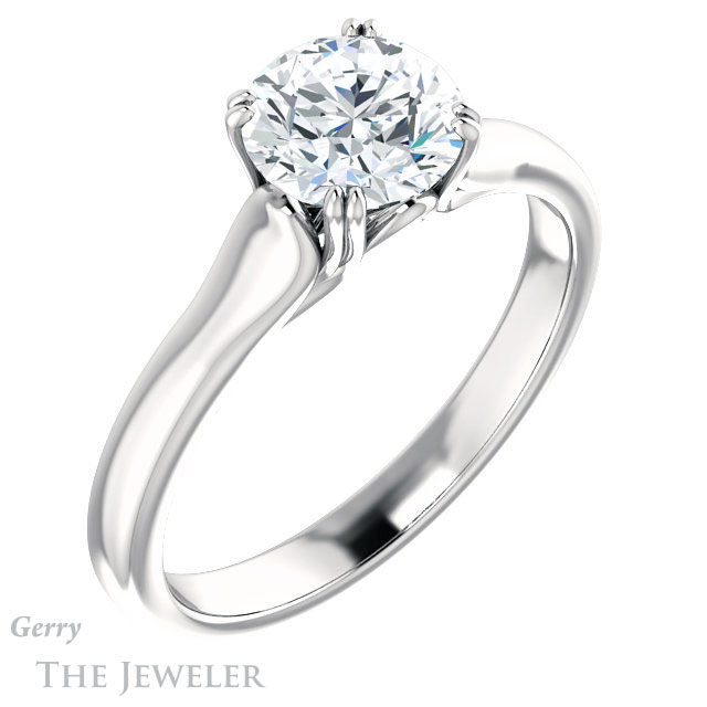 Round Cut Forever One Moissanite Engagement Ring #GTJ917-round-fo-w 4 Round Cut Forever One Moissanite Engagement Ring #GTJ917-round-fo-w