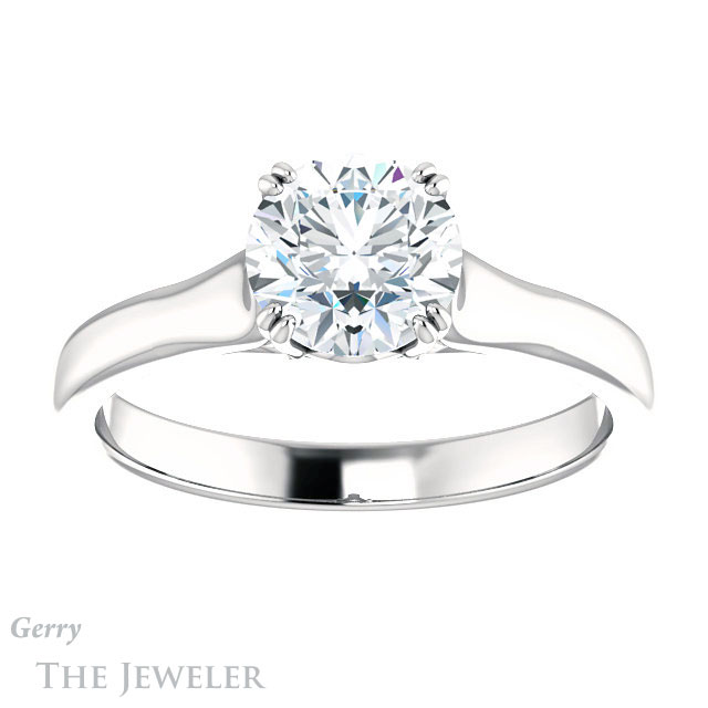 Round Cut Forever One Moissanite Engagement Ring #GTJ917-round-fo-w 1 Round Cut Forever One Moissanite Engagement Ring #GTJ917-round-fo-w