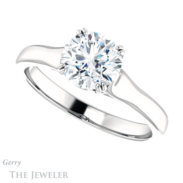 Round Cut Forever One Moissanite Engagement Ring #GTJ917-round-fo-w 5 Round Cut Forever One Moissanite Engagement Ring #GTJ917-round-fo-w
