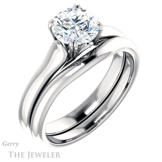 Round Cut Forever One Moissanite Engagement Ring #GTJ917-round-fo-w 6 Round Cut Forever One Moissanite Engagement Ring #GTJ917-round-fo-w