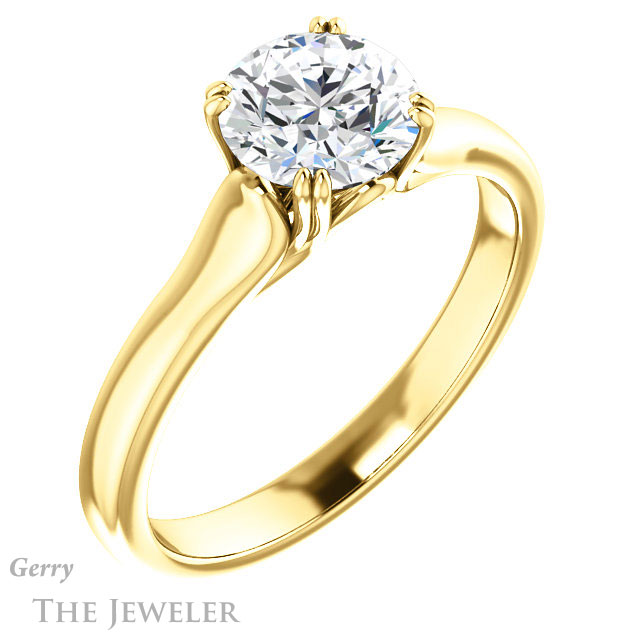 Round Cut Forever One Moissanite Engagement Ring #GTJ917-round-fo-y