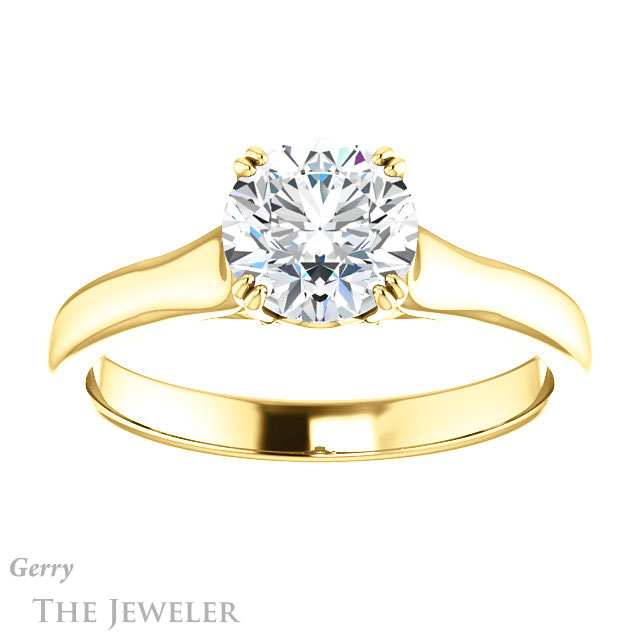 Round Cut Forever One Moissanite Engagement Ring #GTJ917-round-fo-y