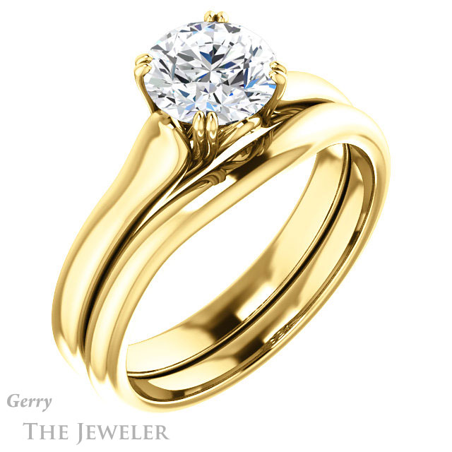Round Cut Forever One Moissanite Engagement Ring #GTJ917-round-fo-y