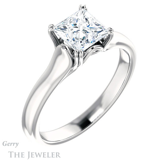 Princess Cut Forever One Moissanite Engagement Ring #GTJ917-square-fo-w 4 Princess Cut Forever One Moissanite Engagement Ring #GTJ917-square-fo-w