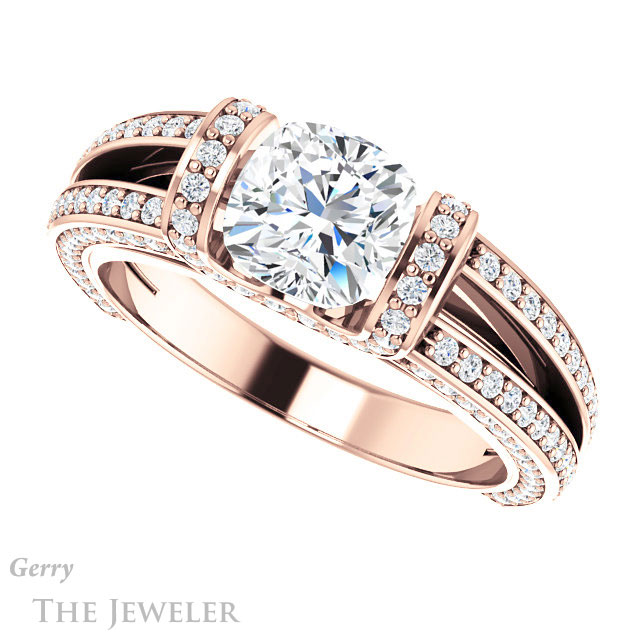 Cushion Cut Forever One Moissanite Engagement Ring #GTJ918-cushion-fo-r | Gerry The Jeweler Cushion Cut Forever One Moissanite Engagement Ring #GTJ918-cushion-fo-r