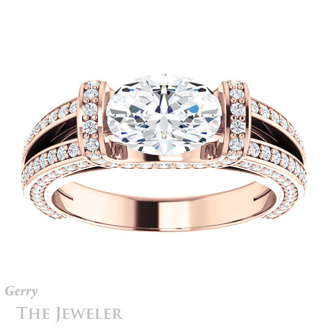 Oval Shaped Forever One Moissanite Engagement Ring #GTJ918-oval-fo-r | Gerry The Jeweler Oval Shaped Forever One Moissanite Engagement Ring #GTJ918-oval-fo-r