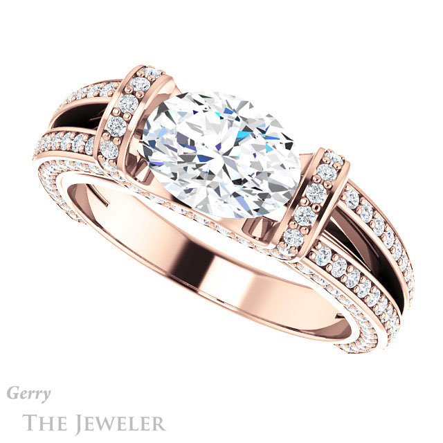 Oval Shaped Forever One Moissanite Engagement Ring #GTJ918-oval-fo-r | Gerry The Jeweler Oval Shaped Forever One Moissanite Engagement Ring #GTJ918-oval-fo-r