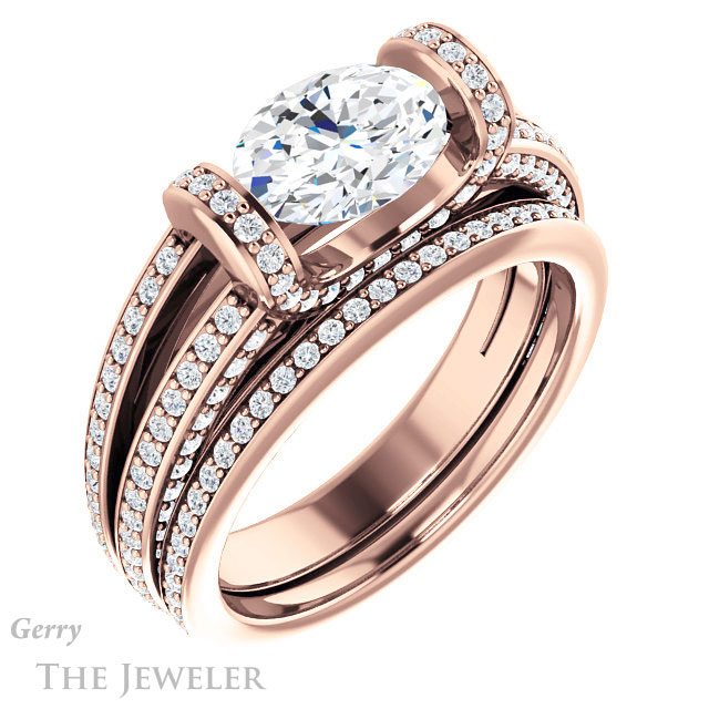 Oval Shaped Forever One Moissanite Engagement Ring #GTJ918-oval-fo-r | Gerry The Jeweler Oval Shaped Forever One Moissanite Engagement Ring #GTJ918-oval-fo-r