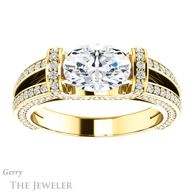 Oval Shaped Forever One Moissanite Engagement Ring #GTJ918-oval-fo-y | Gerry The Jeweler Oval Shaped Forever One Moissanite Engagement Ring #GTJ918-oval-fo-y