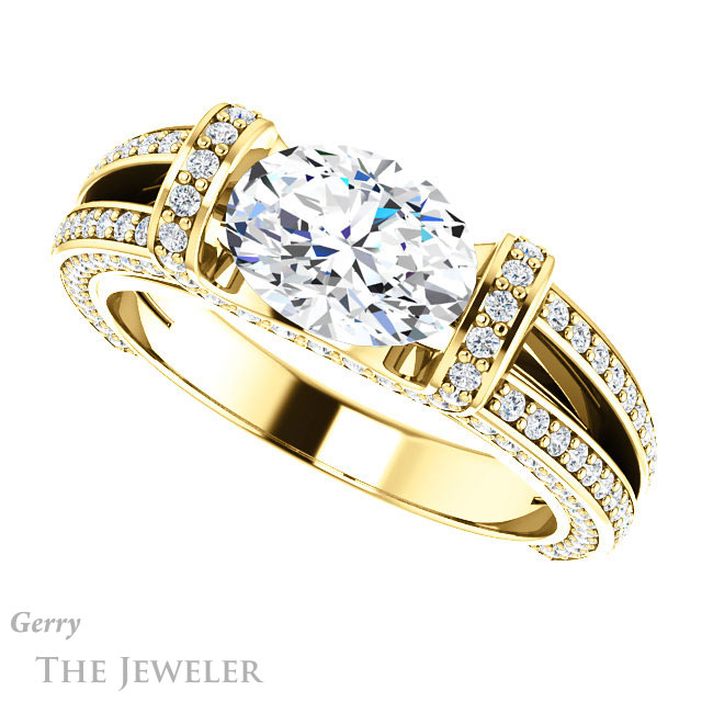 Oval Shaped Forever One Moissanite Engagement Ring #GTJ918-oval-fo-y | Gerry The Jeweler Oval Shaped Forever One Moissanite Engagement Ring #GTJ918-oval-fo-y
