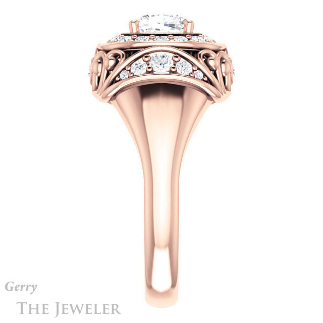 Cushion Cut Forever One Moissanite Engagement Ring #GTJ919-cushion-fo-r | Gerry The Jeweler Cushion Cut Forever One Moissanite Engagement Ring #GTJ919-cushion-fo-r