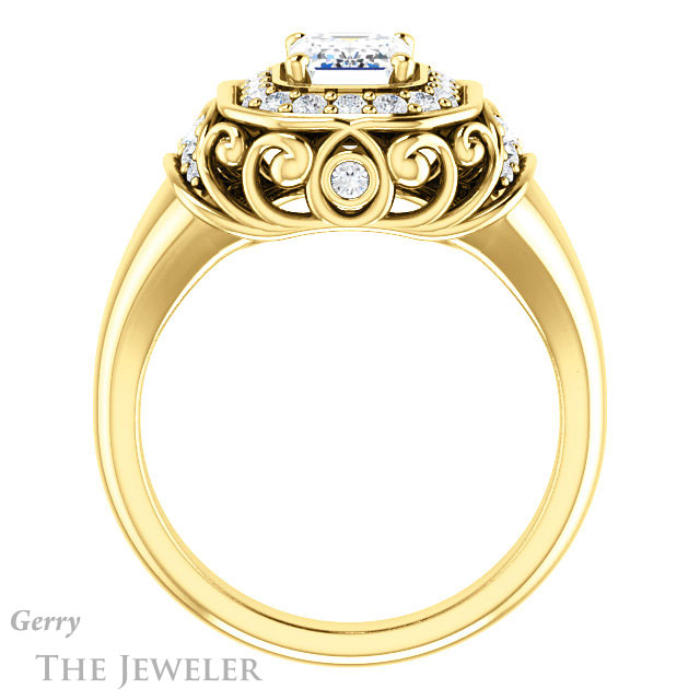 Emerald Cut Forever One Moissanite Engagement Ring #GTJ919-emerald-fb-y | Gerry The Jeweler Emerald Cut Forever Brilliant Moissanite Engagement Ring #GTJ919-emerald-fb-y