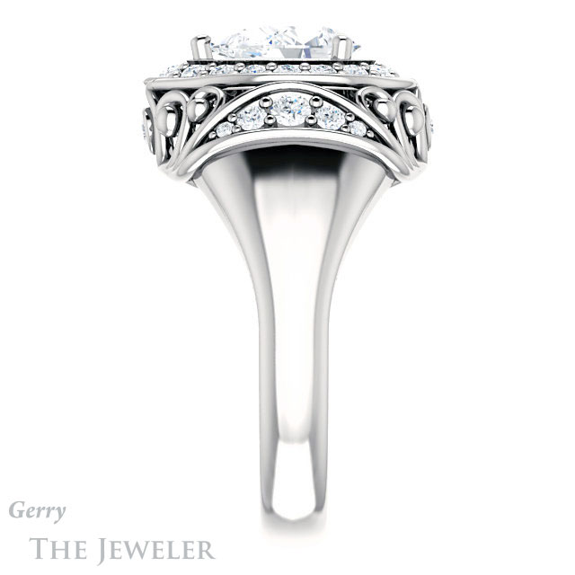 Pear Shaped Forever One Moissanite Engagement Ring #GTJ919-pear-fb-w | Gerry The Jeweler Pear Shaped Forever Brilliant Moissanite Engagement Ring #GTJ919-pear-fb-w