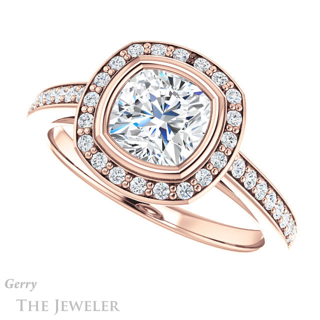Cushion Cut Forever One Moissanite Engagement Ring #GTJ920-cushion-fo-r