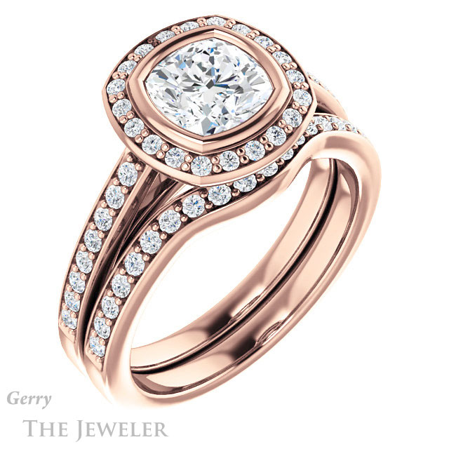 Cushion Cut Forever One Moissanite Engagement Ring #GTJ920-cushion-fo-r