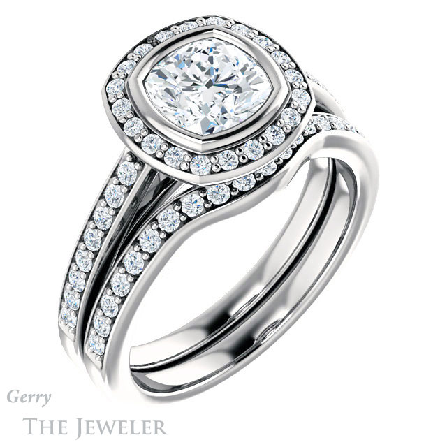 Cushion Cut Forever One Moissanite Engagement Ring #GTJ920-cushion-fo-w