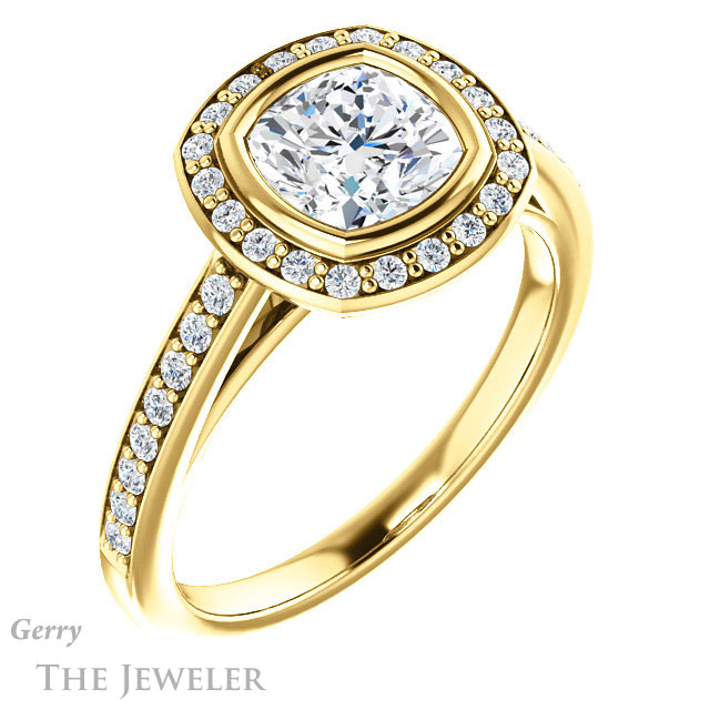 Cushion Cut Forever One Moissanite Engagement Ring #GTJ920-cushion-fo-y 4 Cushion Cut Forever One Moissanite Engagement Ring #GTJ920-cushion-fo-y