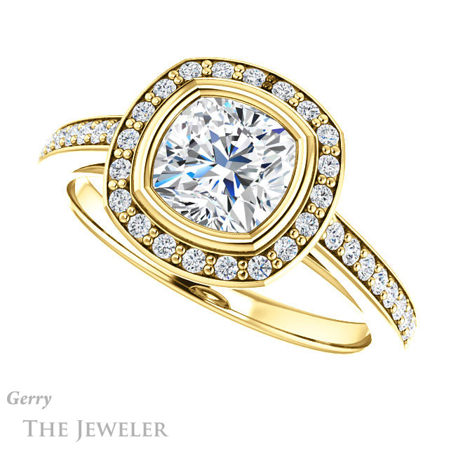 Cushion Cut Forever One Moissanite Engagement Ring #GTJ920-cushion-fo-y 5 Cushion Cut Forever One Moissanite Engagement Ring #GTJ920-cushion-fo-y