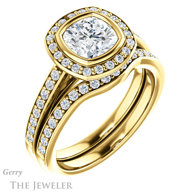 Cushion Cut Forever One Moissanite Engagement Ring #GTJ920-cushion-fo-y 6 Cushion Cut Forever One Moissanite Engagement Ring #GTJ920-cushion-fo-y