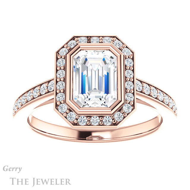 Emerald Cut Forever Brilliant Moissanite Engagement Ring #GTJ920-emerald-fb-r
