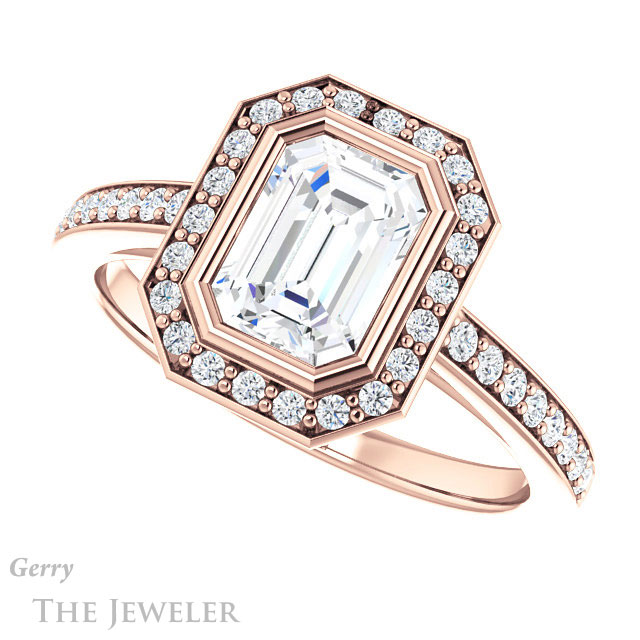 Emerald Cut Forever Brilliant Moissanite Engagement Ring #GTJ920-emerald-fb-r