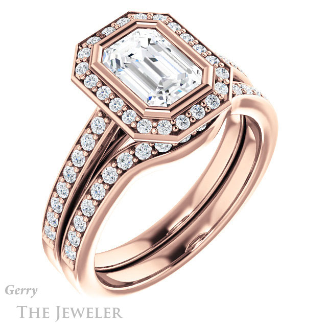 Emerald Cut Forever Brilliant Moissanite Engagement Ring #GTJ920-emerald-fb-r