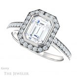 Emerald Cut Forever Brilliant Moissanite Engagement Ring #GTJ920-emerald-fb-w