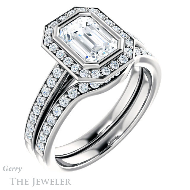 Emerald Cut Forever Brilliant Moissanite Engagement Ring #GTJ920-emerald-fb-w