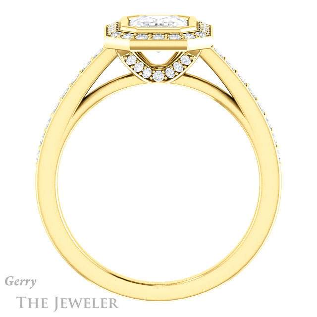 Emerald Cut Forever One Moissanite Engagement Ring #GTJ920-emerald-fb-y 2 Emerald Cut Forever Brilliant Moissanite Engagement Ring #GTJ920-emerald-fb-y