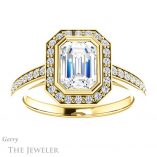 Emerald Cut Forever One Moissanite Engagement Ring #GTJ920-emerald-fb-y 1 Emerald Cut Forever Brilliant Moissanite Engagement Ring #GTJ920-emerald-fb-y