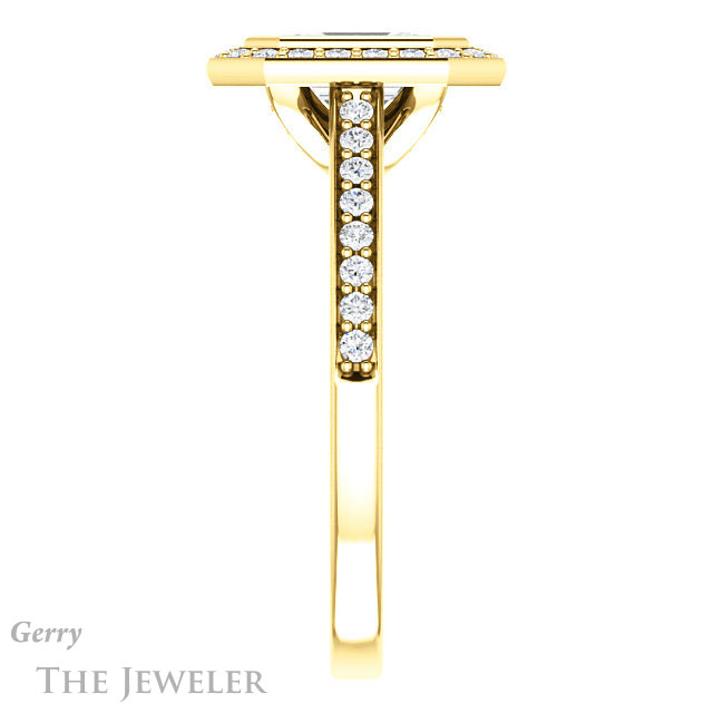 Emerald Cut Forever One Moissanite Engagement Ring #GTJ920-emerald-fb-y 3 Emerald Cut Forever Brilliant Moissanite Engagement Ring #GTJ920-emerald-fb-y