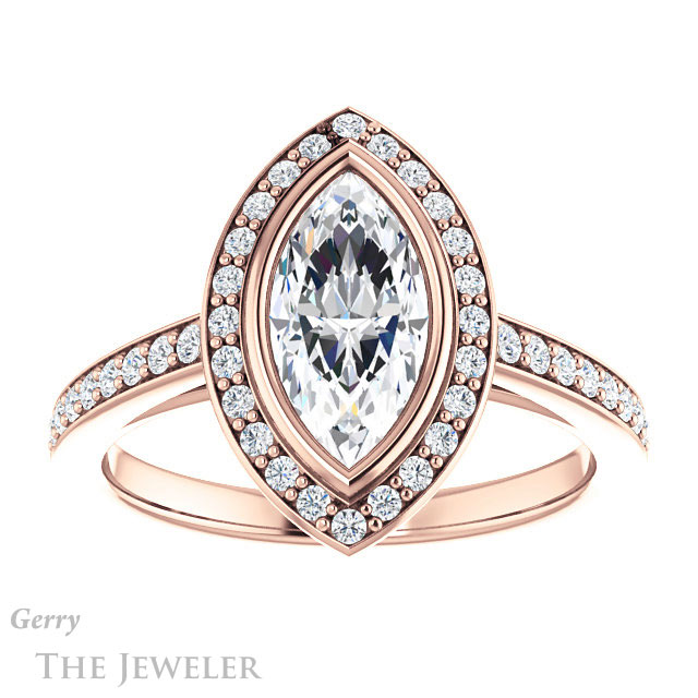 Marquise Cut Forever Brilliant Moissanite Engagement Ring #GTJ920-marquise-fb-r