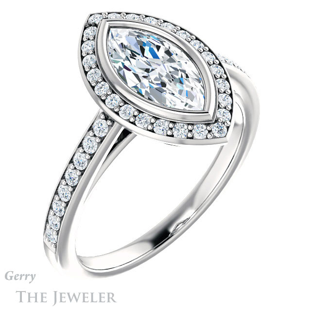 Marquise Cut Forever Brilliant Moissanite Engagement Ring #GTJ920-marquise-fb-w