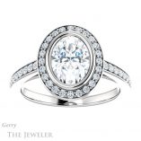 Oval Shaped Forever One Moissanite Engagement Ring #GTJ920-oval-fo-w