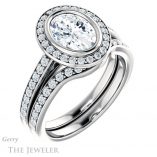 Oval Shaped Forever One Moissanite Engagement Ring #GTJ920-oval-fo-w