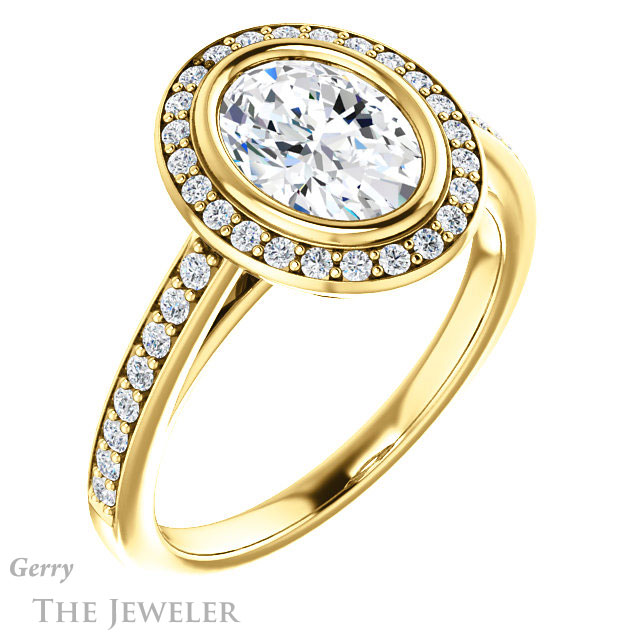 Oval Shaped Forever One Moissanite Engagement Ring #GTJ920-oval-fo-y