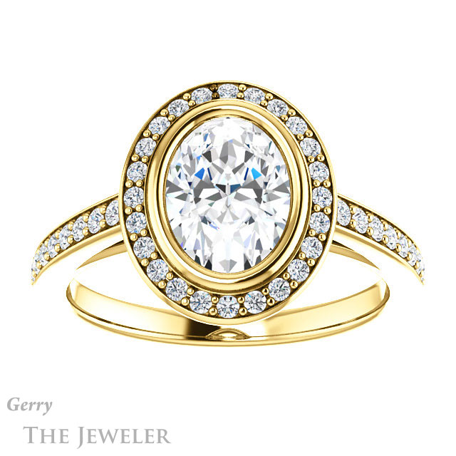 Oval Shaped Forever One Moissanite Engagement Ring #GTJ920-oval-fo-y