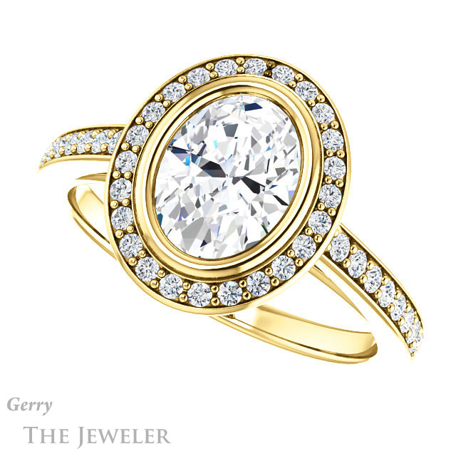 Oval Shaped Forever One Moissanite Engagement Ring #GTJ920-oval-fo-y
