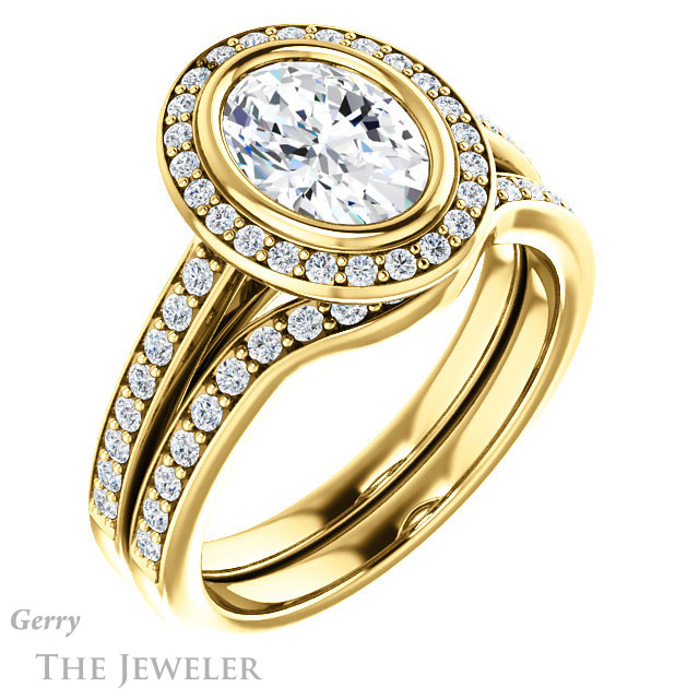 Oval Shaped Forever One Moissanite Engagement Ring #GTJ920-oval-fo-y