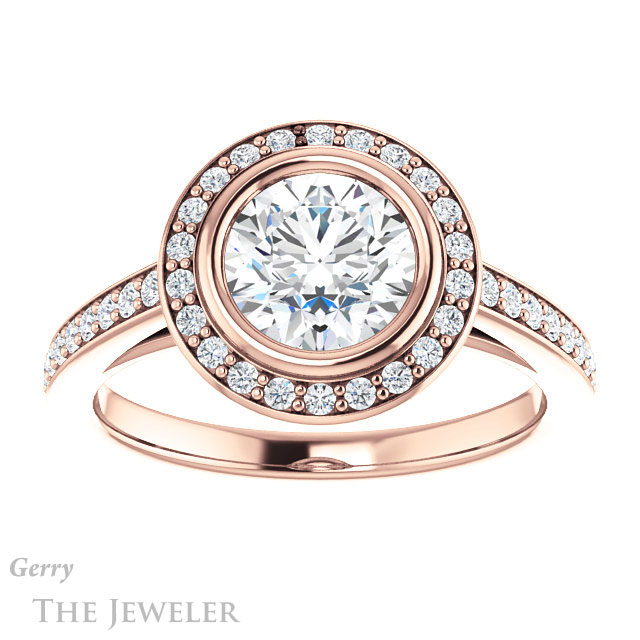 Round Cut Forever One Moissanite Engagement Ring #GTJ920-round-fo-r