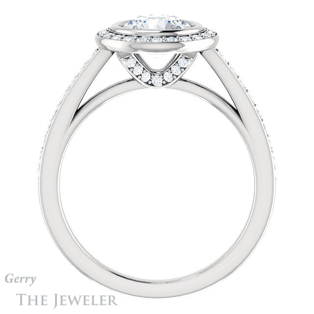 Round Cut Forever One Moissanite Engagement Ring #GTJ920-round-fo-w