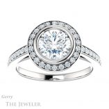 Round Cut Forever One Moissanite Engagement Ring #GTJ920-round-fo-w