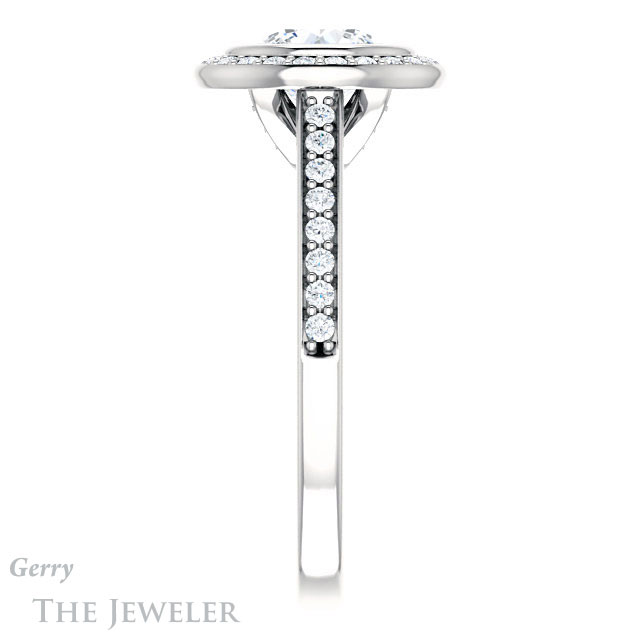Round Cut Forever One Moissanite Engagement Ring #GTJ920-round-fo-w