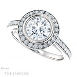 Round Cut Forever One Moissanite Engagement Ring #GTJ920-round-fo-w
