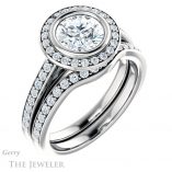 Round Cut Forever One Moissanite Engagement Ring #GTJ920-round-fo-w