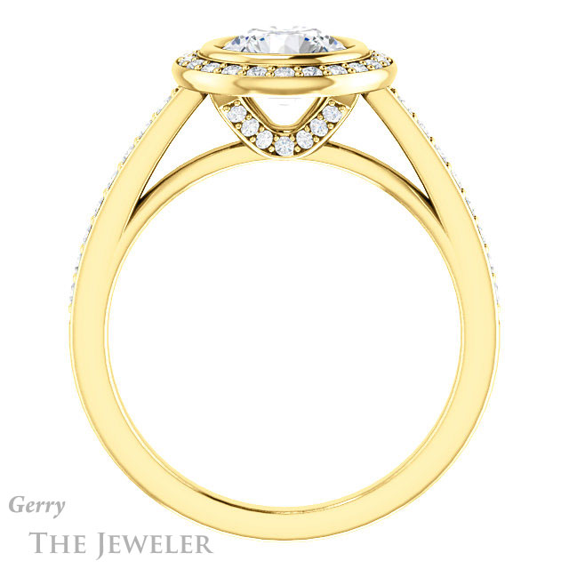Round Cut Forever One Moissanite Engagement Ring #GTJ920-round-fo-y