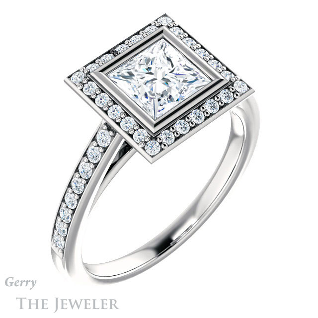 Princess Cut Forever One Moissanite Engagement Ring #GTJ920-square-fo-w 4 Princess Cut Forever One Moissanite Engagement Ring #GTJ920-square-fo-w
