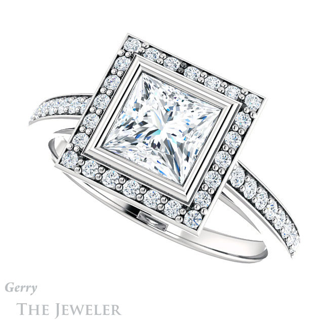 Princess Cut Forever One Moissanite Engagement Ring #GTJ920-square-fo-w 5 Princess Cut Forever One Moissanite Engagement Ring #GTJ920-square-fo-w