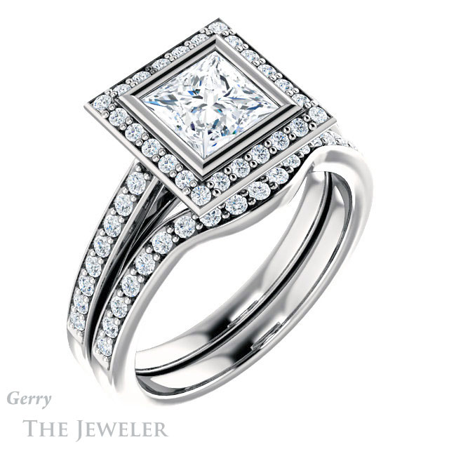Princess Cut Forever One Moissanite Engagement Ring #GTJ920-square-fo-w 6 Princess Cut Forever One Moissanite Engagement Ring #GTJ920-square-fo-w