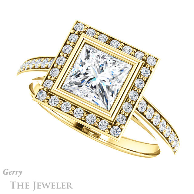 Princess Cut Forever One Moissanite Engagement Ring #GTJ920-square-fo-y